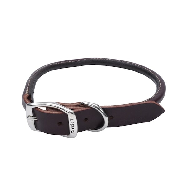 Circle T Latigo Leather Dog Collar Round 3/4" 18"